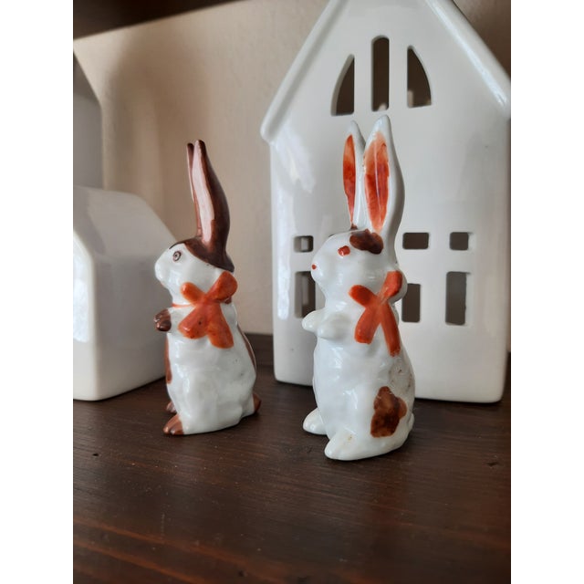 Ceramic Antique Ceramic Bunny With Bow Japan Figurine For Sale - Image 7 of 7