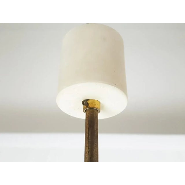 Italian Opaline Glass, Brass & Teak Pendant Lamp, 1950s For Sale - Image 12 of 13