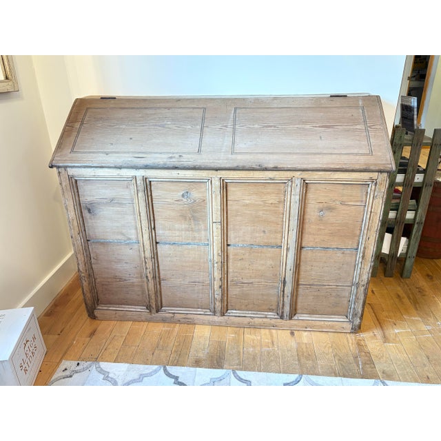 Sand Antique Irish Pine Grain Bin W/Custom Interior Hidden Desk For Sale - Image 8 of 11