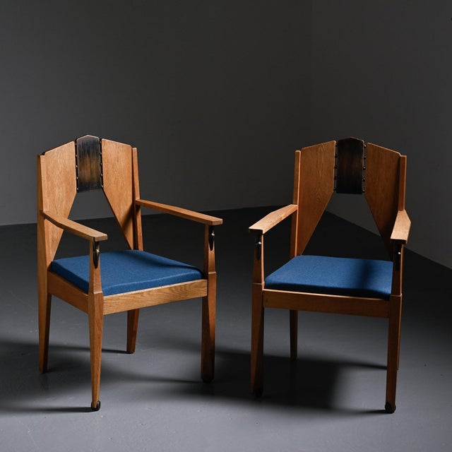 Amsterdamse School Oak Armchairs by J.J. Zijfers, 1928, Set of 2 For Sale - Image 15 of 15