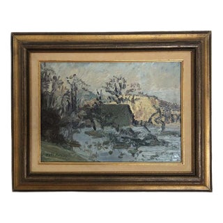 Paul Mathey, Paysage, Oil on Wood, 1960s, Framed For Sale