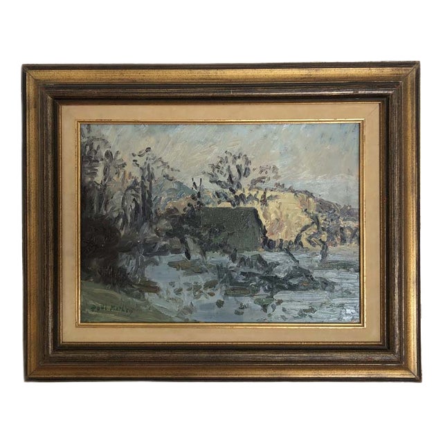 Paul Mathey, Paysage, Oil on Wood, 1960s, Framed For Sale