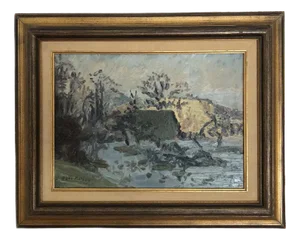 Paul Mathey, Paysage, Oil on Wood, 1960s, Framed