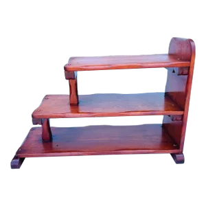 1930s Adirondack Maple 3-Shelf Vintage End Table Reddish Patina.