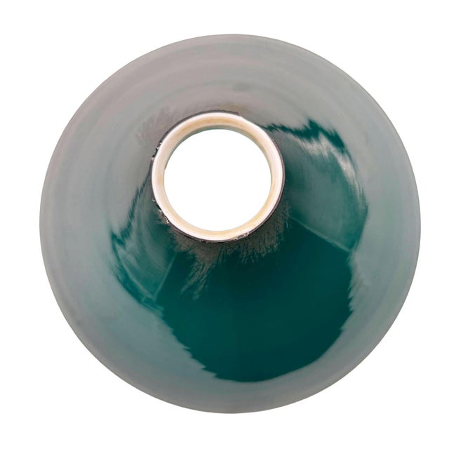 1920s Art Deco Banker/Poker Brass Hanging Ceiling Light W/ 10" Green Glass Shade For Sale - Image 9 of 13