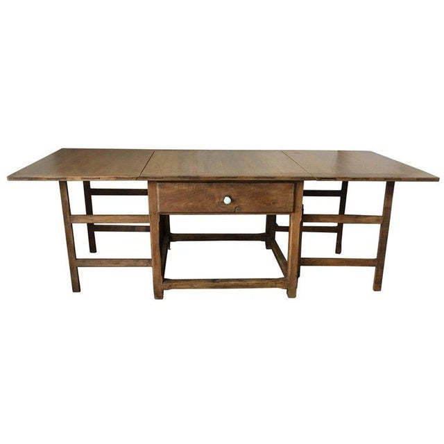 Spanish, 18th Century Drop-Leaf Table with Four Gate-Leg and Three Drawers For Sale - Image 9 of 9