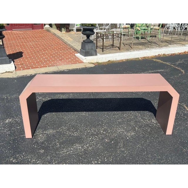 Mauve Post Modern Mauve Laminated Waterfall Sofa Table For Sale - Image 8 of 18