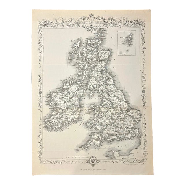 British Isles & Shetland Islands Map by J. Rapkin, 1850 For Sale