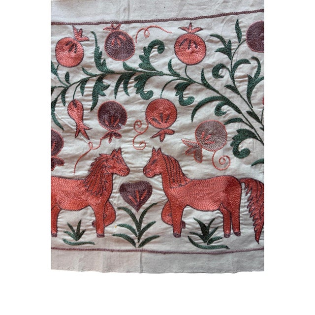 Textile Horse Suzani Wall Hanging, Pomegranate Vines For Sale - Image 7 of 7