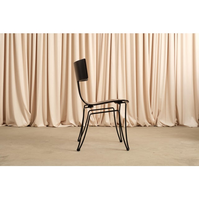 Metal Vintage Ebonized Anziano Chair Attributed to John Hutton for Donghia, Set of 6 For Sale - Image 7 of 13