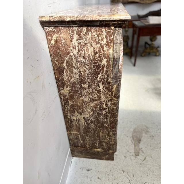 Louis xiv style fireplace in speckled red marble roof and jambs with rounded relief old restoration, see photos fireplace...
