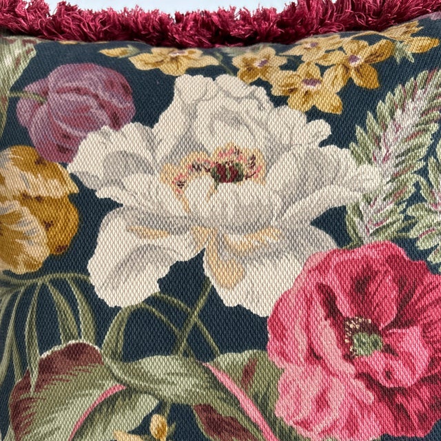 American 1990s Decorative Pillow With Wine Red Fringe For Sale - Image 3 of 5