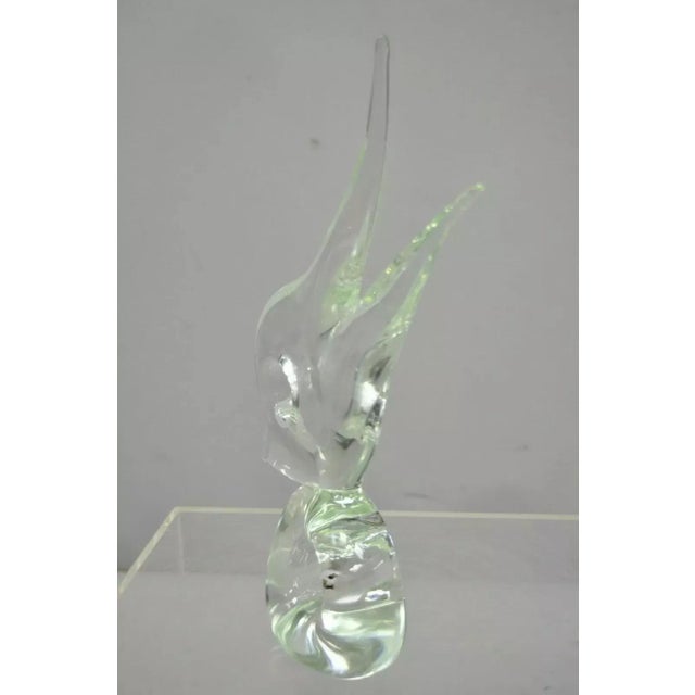 White Vintage Italian Crystal Glass 16" Abstract Fish Sculpture Statue Signed to Base For Sale - Image 8 of 12