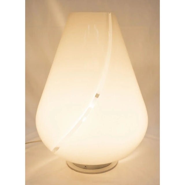 Metal Table Lamp in White Murano Glass, 1970s For Sale - Image 7 of 8