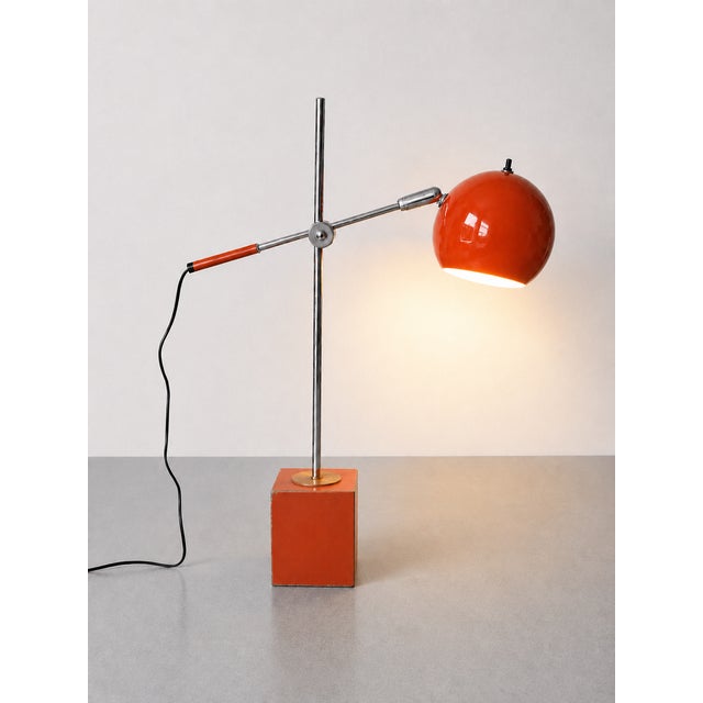 1960s/70s Orange Orb Eyeball Lamp Attributed to Robert Sonneman for George Kovacs.