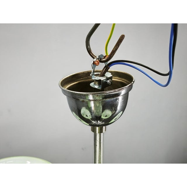 1930s Art Deco Green Opaline Glass Chandelier, Former Czechoslovakia, 1930s For Sale - Image 5 of 14