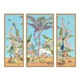 Palm Beach Paradise by Allison Cosmos, Set of 3, in Gold Framed Paper, Medium Art Print For Sale