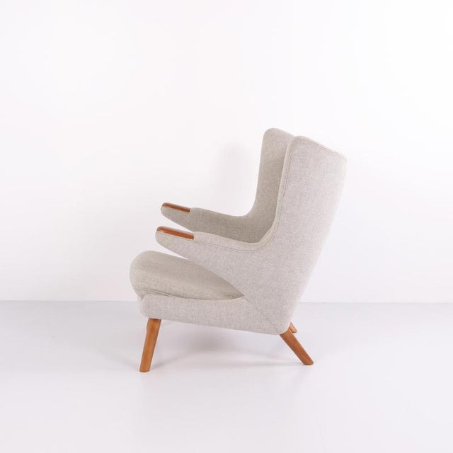 Model AP19 Papa Bear Chair in Light Grey Hallingdal Fabric and Teak attributed to Hans J. Wegner for PP Møbler, 1950s For Sale - Image 3 of 11