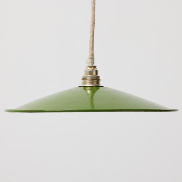 Antique French Hanging Lamp in Green Lacquered Metal For Sale - Image 5 of 13