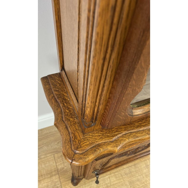 Wood Vintage French Louis Style Oak Grandfather Clock For Sale - Image 7 of 14