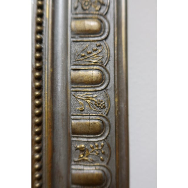 Antique French Louis Philippe Style Mirror — Embossed Metal Over Wood, Original Foxed Glass, Late 19th/Early 20th Century For Sale - Image 4 of 9