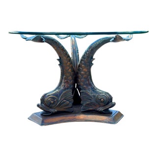 1970s Vintage Regency Figural Koi Fish Table For Sale
