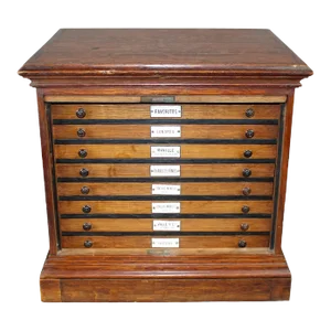 Late 19th Century French Napoleon III Cigar Humidor 7 Drawer Chest With Porcelain Tags