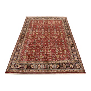 Fine Tabriz Rug 10’1” X 12’10” Red Wool Vintage Traditional Hand-Knotted Carpet For Sale