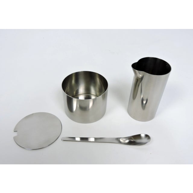 Metal 1960s Arne Jacobsen Cylinda Danish Modern Stainless Steel Coffee Tea Set for Stelton- 5 Pieces For Sale - Image 7 of 11