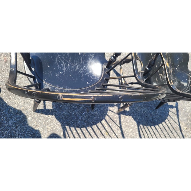 Vintage Set 6 Rustic Black Painted Windsor Chairs For Sale - Image 10 of 13