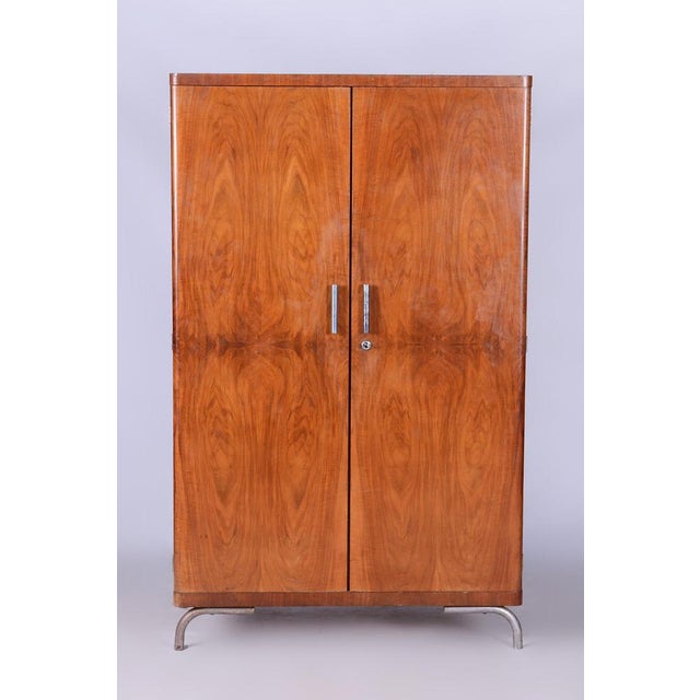 Bauhaus Bauhaus Walnut Wardrobe by Robert Slezak, Czechia, 1930s For Sale - Image 3 of 12
