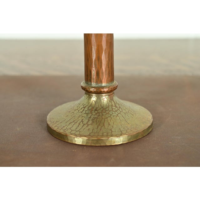 Roycroft Arts & Crafts Brass Finished Hammered Copper Candlestick For Sale - Image 9 of 14