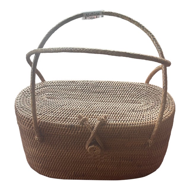Vintage Boho Petite Rattan Wicker Purse For Sale