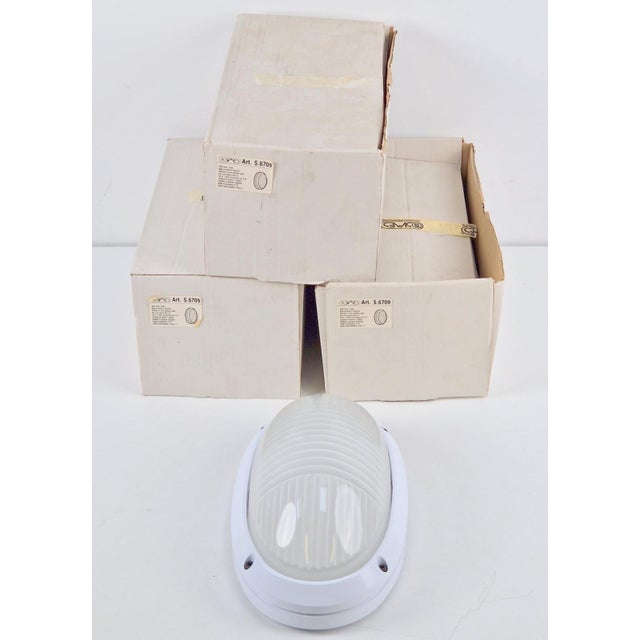 Vintage White Outdoor Wall Lamp in Metal and Glass by Simes, 1980s For Sale - Image 3 of 14