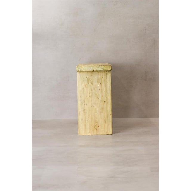 Vintage Rustic Square Elm Wood Stool For Sale - Image 5 of 7