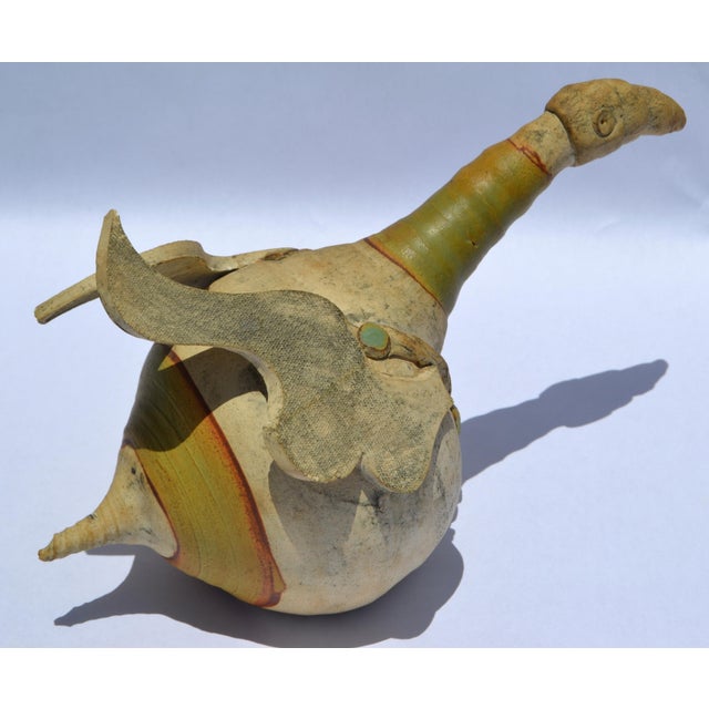 1950s Abstract Italian Ceramic Pottery Wood Bird Sculpture Mixed Media Handmade For Sale - Image 11 of 17