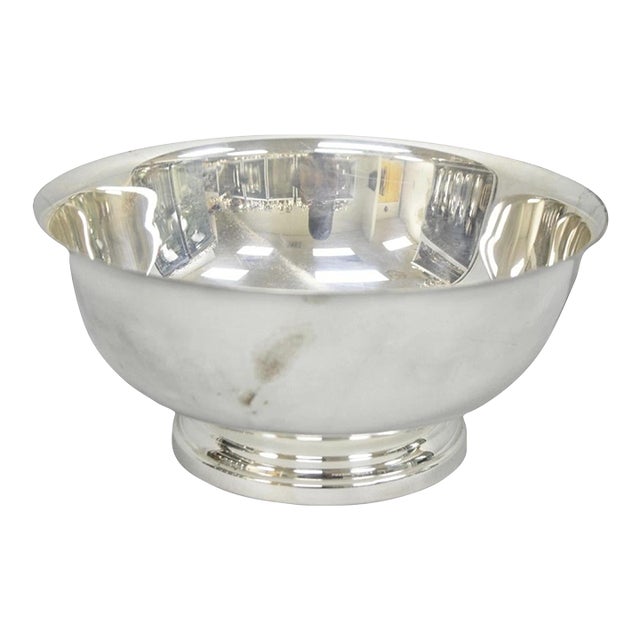 Vintage Gorham Yc 781 Silver Plated 9" Round Modern Serving Bowl For Sale