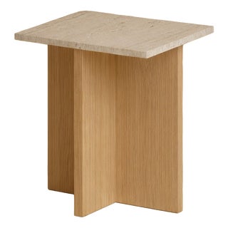 Nightstand in Roman Travertine and Oak by Lebanto For Sale