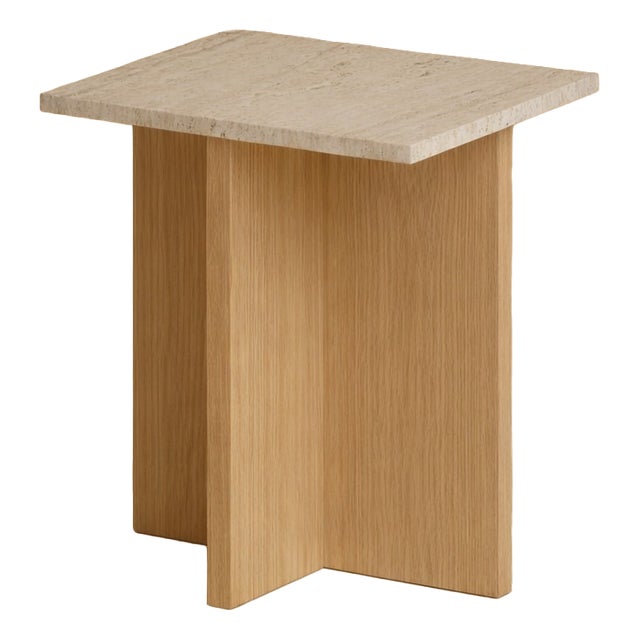 Nightstand in Roman Travertine and Oak by Lebanto For Sale