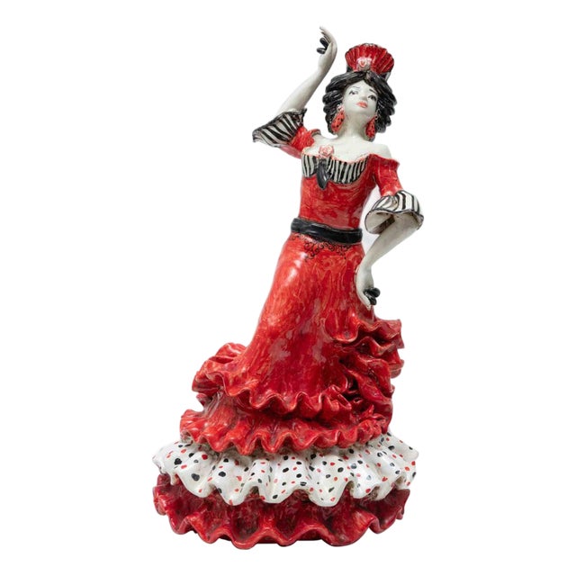 Vintage Ceramic Sculpture of Flamenco Dancer from Bottega dell'Arte, Italy, 1960s For Sale