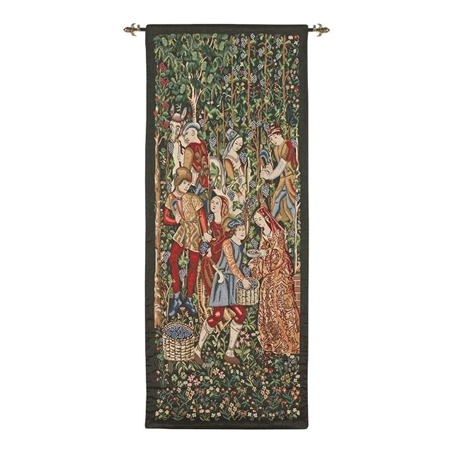 Grape-Harvest Portiere Loom Woven Tapestry - 176 X 70 Cm (5'10" X 2'3") - Requires Rod Size 2 For Sale