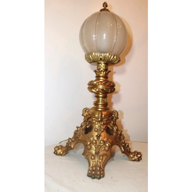Up for sale is a very high quality antique 19th century dore bronze figural electric lamp. It's very elaborately cast with...
