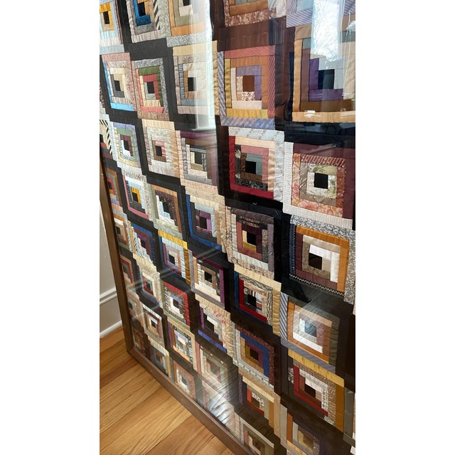 Mid 19th Century 1860s Framed Log Cabin Quilt For Sale - Image 5 of 9