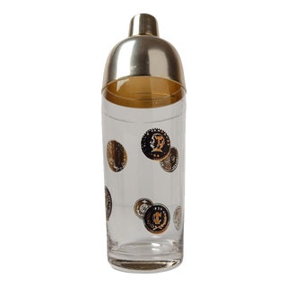 Mid-Century Italian Glass Cocktail Shaker with Coins Decor, 1950s For Sale