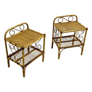 Italian Bamboo Nightstands, 1960, Set of 2 For Sale