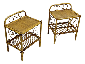 Italian Bamboo Nightstands, 1960, Set of 2