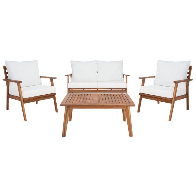 Castalia 4-Piece Outdoor Living Set, Natural/Beige Cushion For Sale - Image 9 of 9