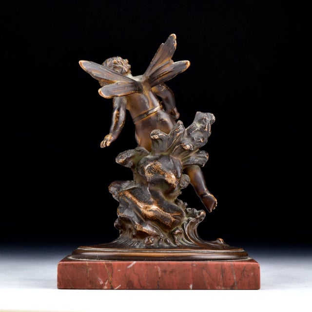Art Nouveau Fine Antique Bronze Sculpture of Fairy or Nymph With Frog For Sale - Image 3 of 5