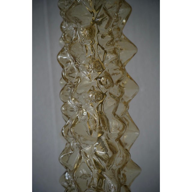 Mid-Century Modern Mid-Century Murano Art Glass Amber Color and Brass Table Lamp For Sale - Image 3 of 9