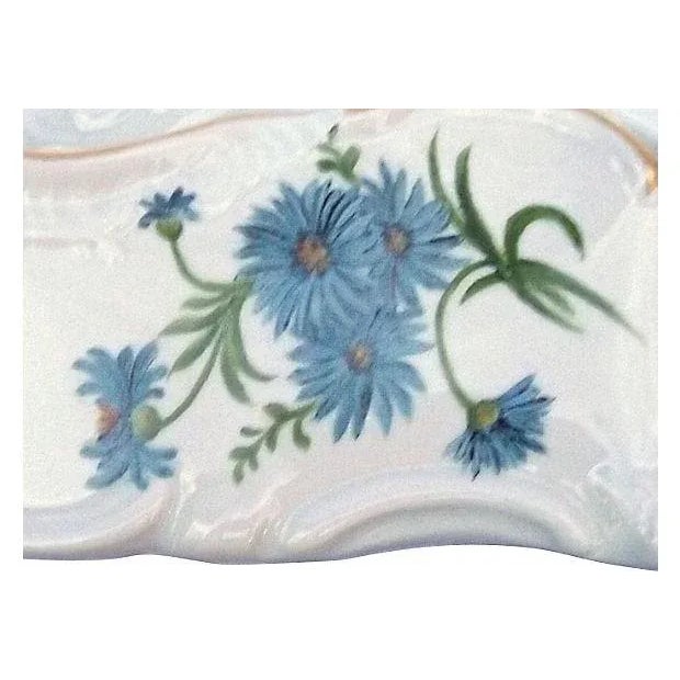 Farmhouse Vintage Signed Porcelain Cornflower Vase For Sale - Image 3 of 5